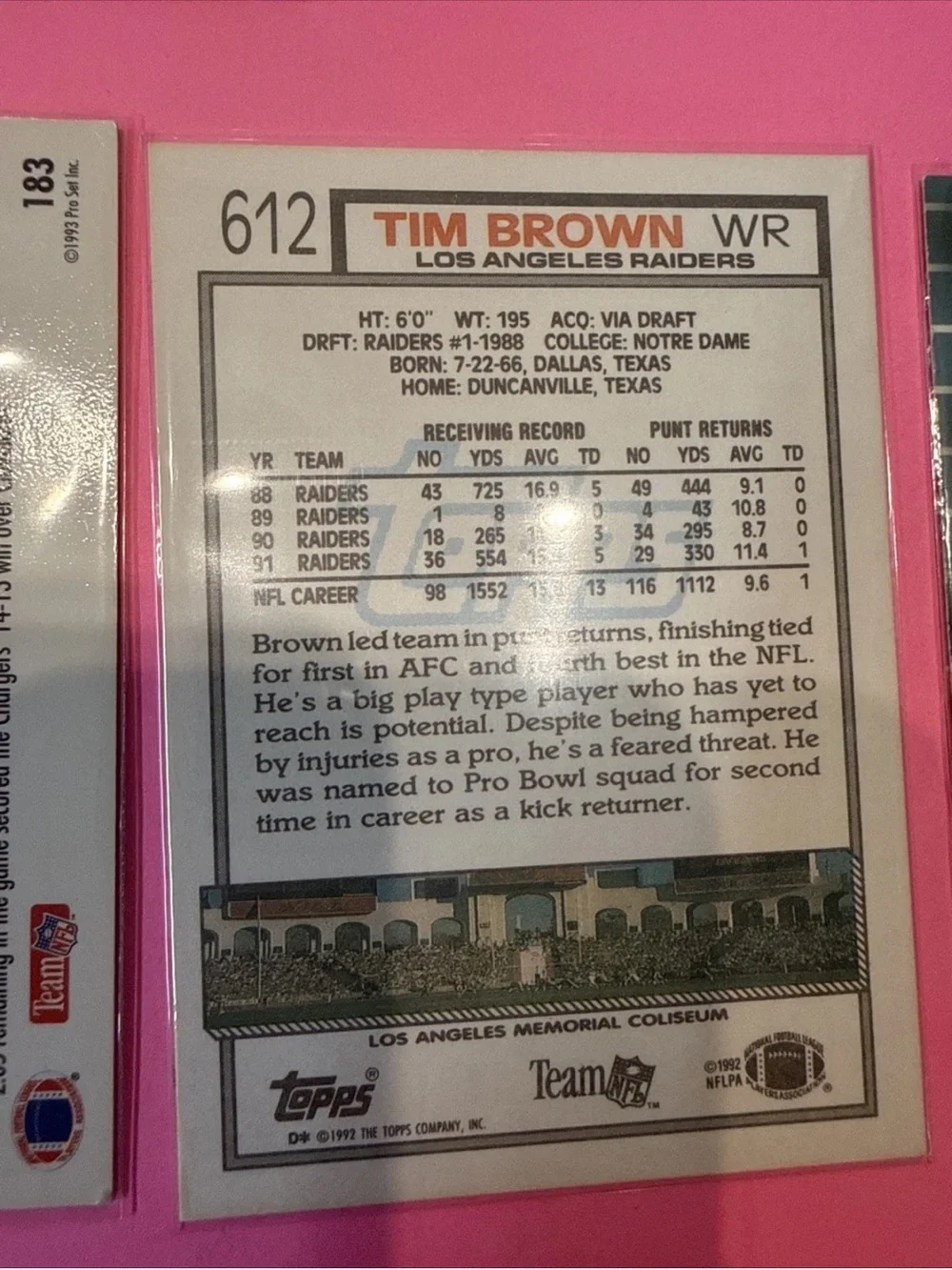 lot of five vintage football trading cards topps sam graddy, tony casillas, etc